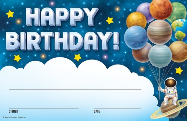 Outer Space Crew Happy Birthday Awards-Awards-Tools 4 Teaching-Classroom Decor and More