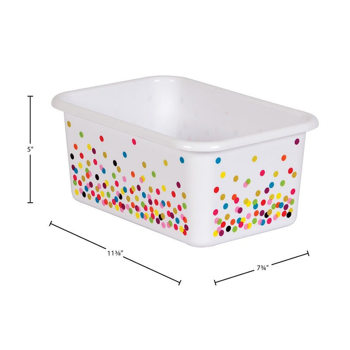 Small Plastic Storage Bin - Patterned White Confetti - Tools 4 Teaching
