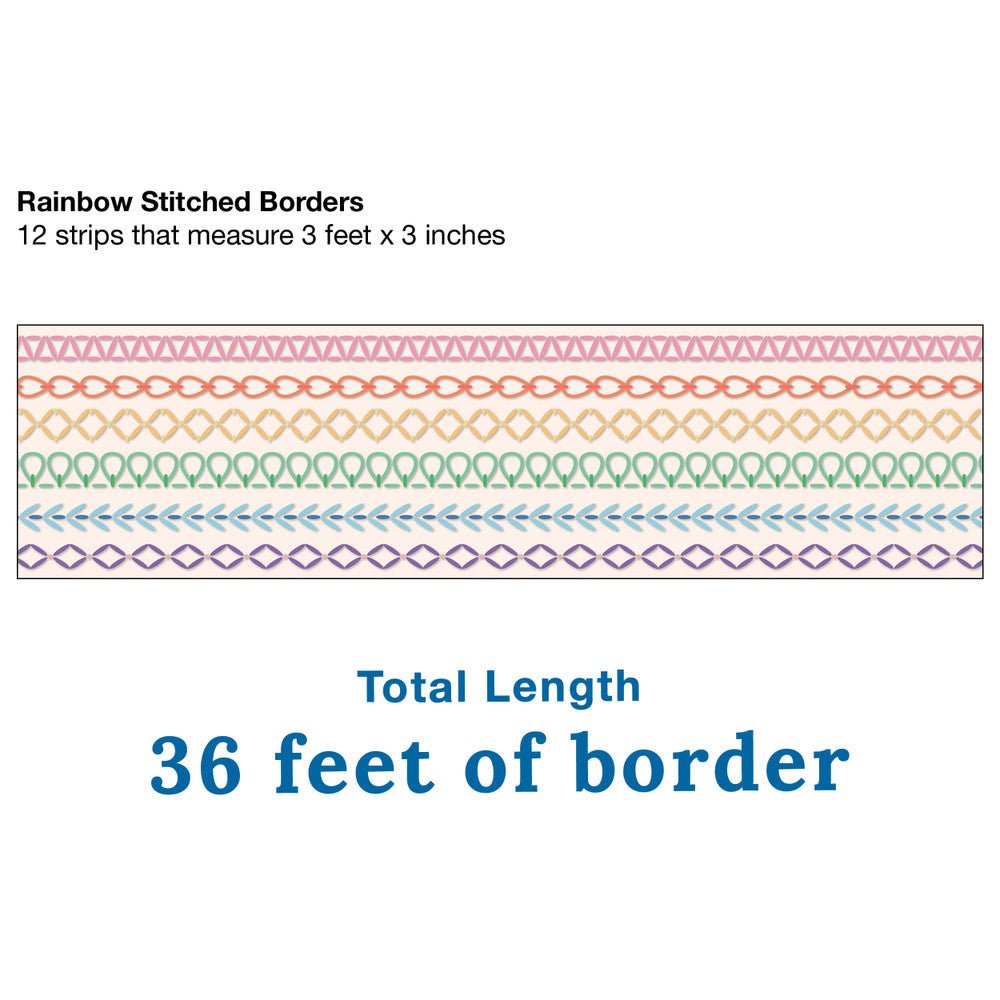 Crafty and Cool Rainbow Stitched Border-Borders-Tools 4 Teaching-Classroom Decor and More