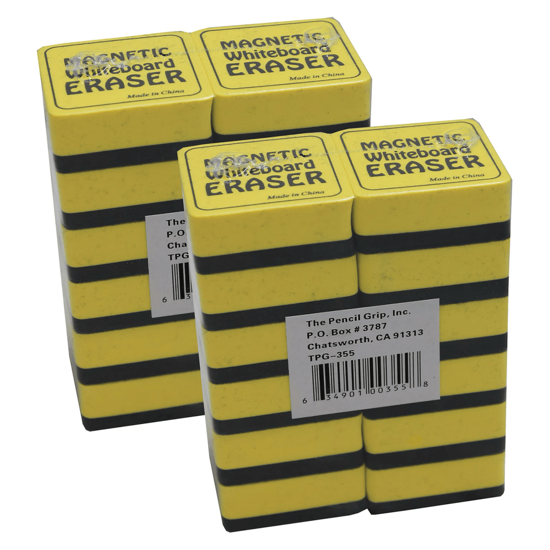Dry Erase Magnetic Whiteboard Eraser, 2" x 2", Yellow, 12/Pack, 2 Packs - Tools 4 Teaching