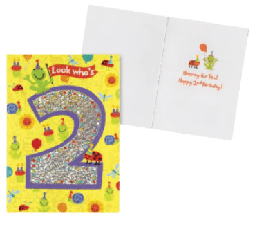 Age 2 Pattern Foil Card-Birthday-Tools 4 Teaching-Classroom Decor and More