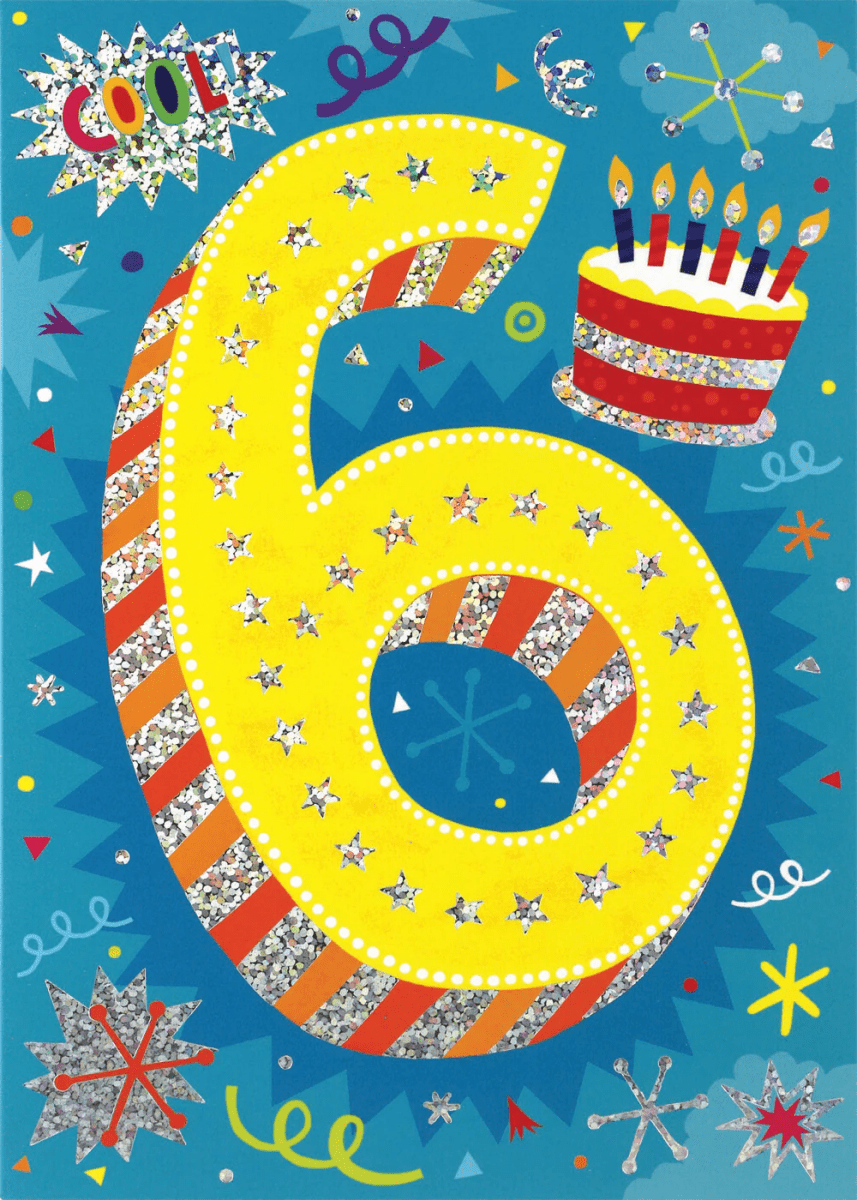 Age 6 Lettering Foil Card-Birthday-Tools 4 Teaching-Classroom Decor and More
