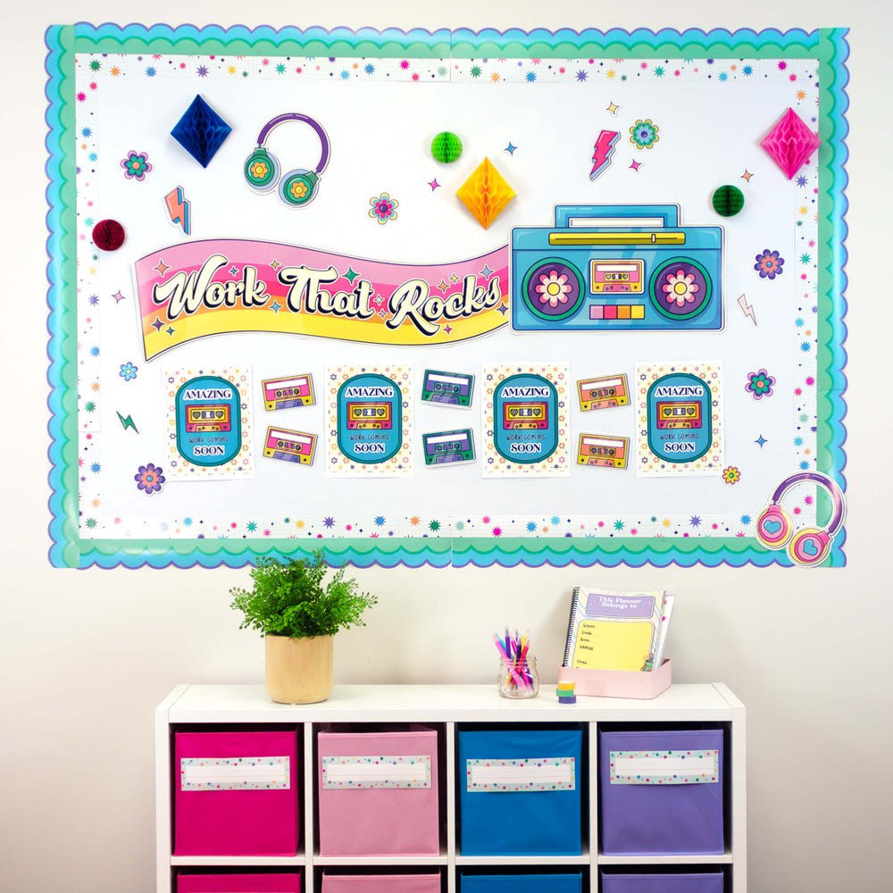 Retro Remix Work That Rocks-Bulletin Board Sets-Tools 4 Teaching-Classroom Decor and More