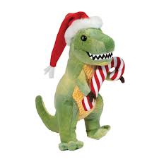 T-Rex with Santa hat and candy cane-Stuffed Animals & Plush-Tools 4 Teaching-Classroom Decor and More