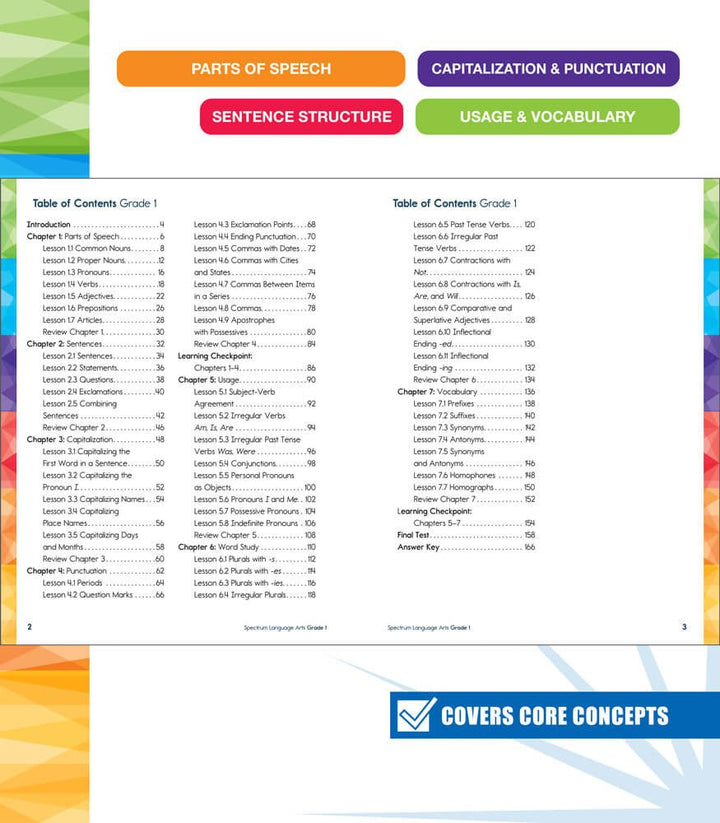 Spectrum Language Arts Workbook Grade 1 Paperback - Tools 4 Teaching