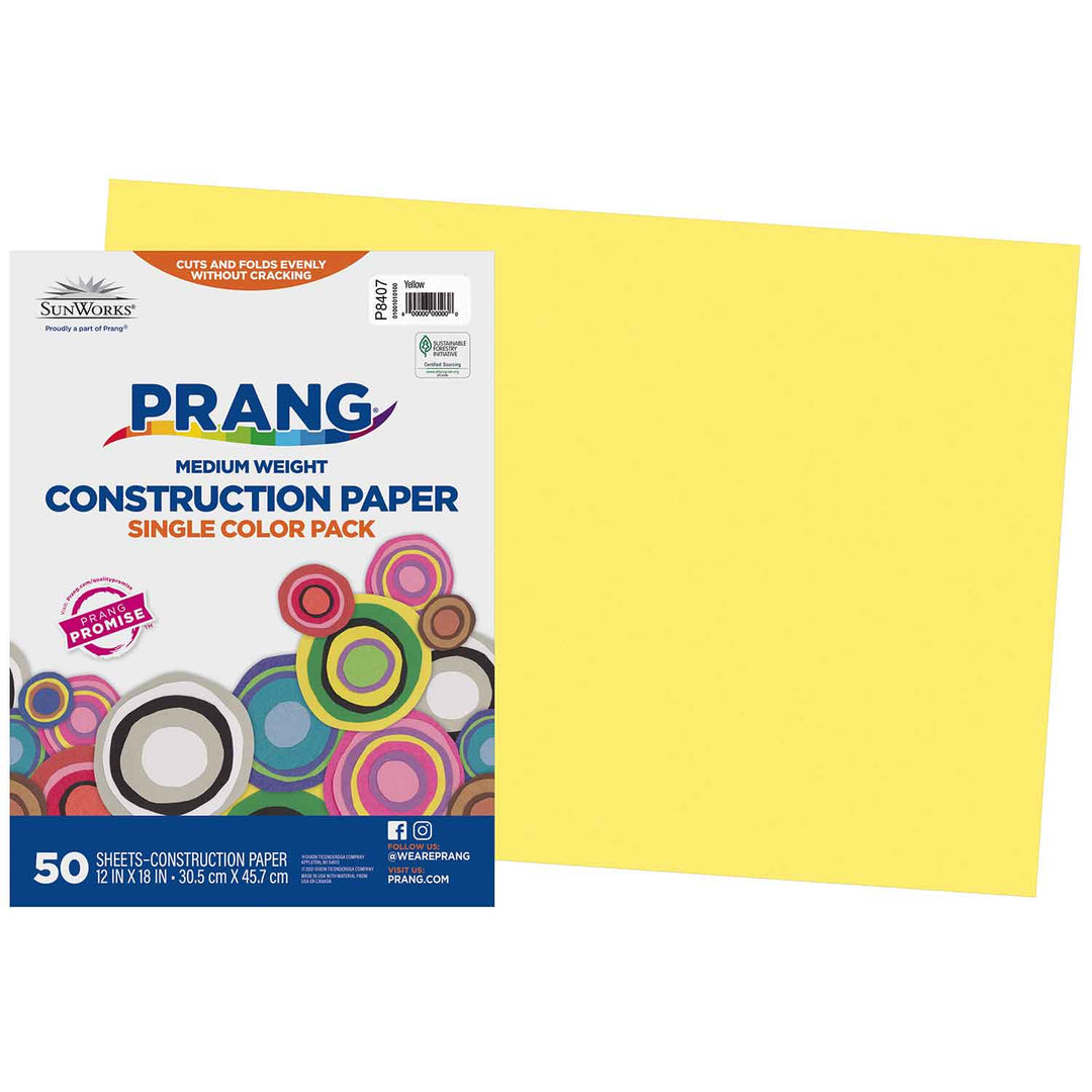 Sunworks Yellow 12x18-Construction Paper-Tools 4 Teaching-Classroom Decor and More