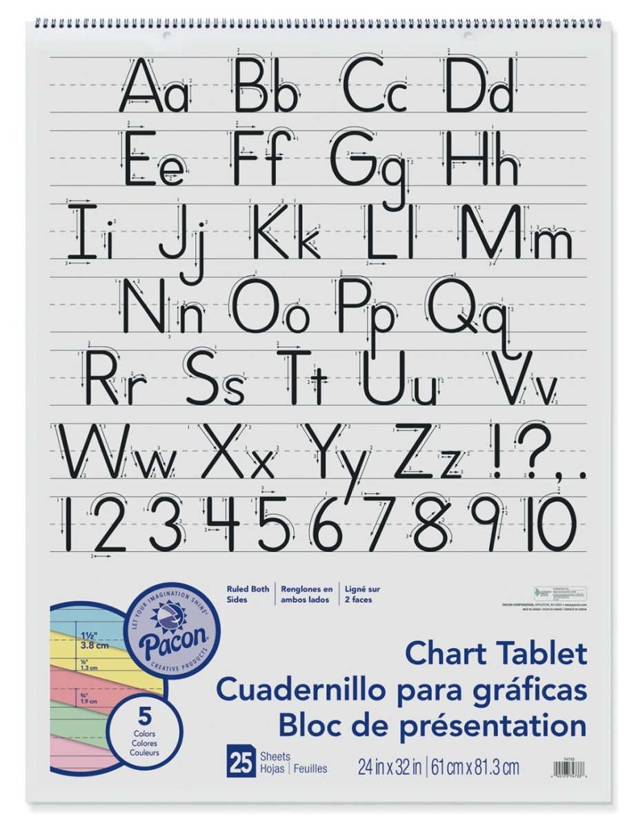 Pacon® Colored Paper Chart Tablet 24" X 32" 5 (Assorted Colors) - Tools 4 Teaching