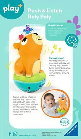 Push and Listen Roly Poly: Capybara-Baby & Toddler-Tools 4 Teaching-Classroom Decor and More