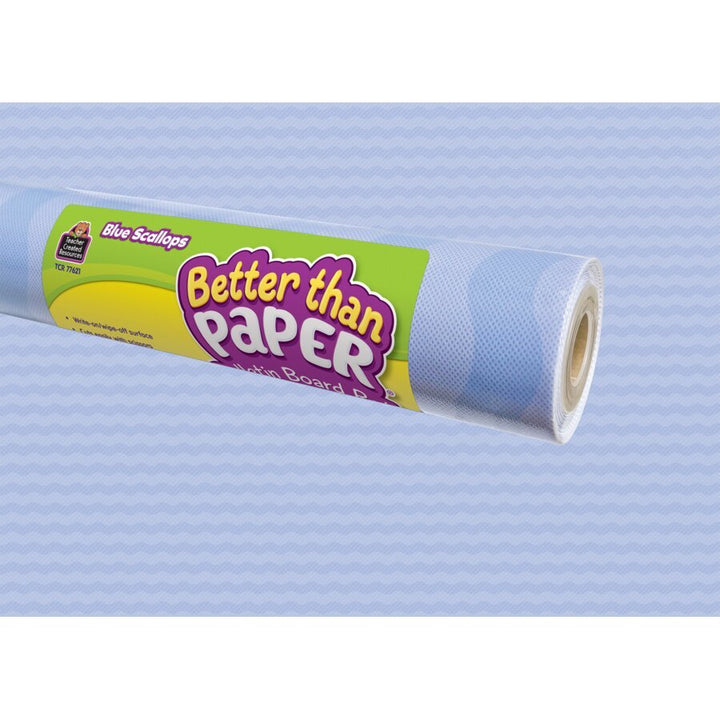 Better Than Paper® Bulletin Board Roll: Blue Scallops-Bulletin Board Paper - Better Than Paper-Tools 4 Teaching-Classroom Decor and More
