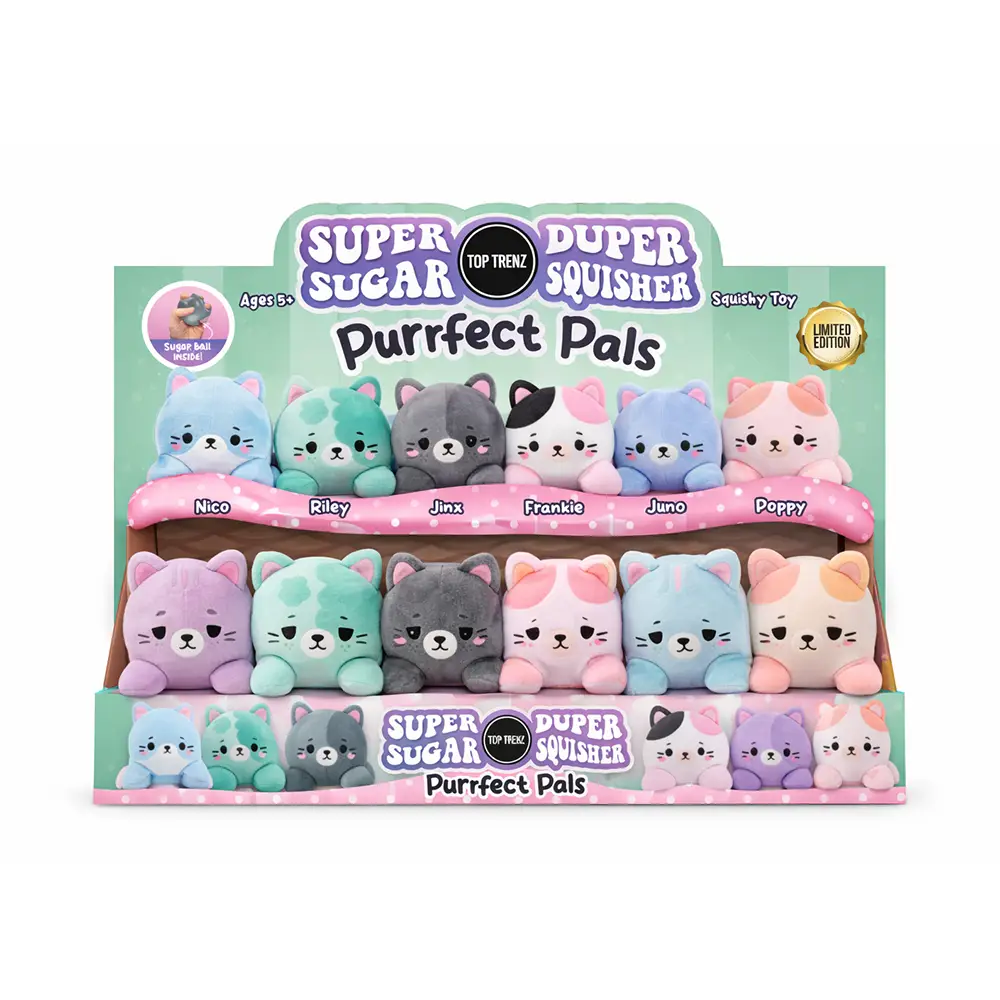 Super Duper Sugar Squisher: Plush Cat Purrfect Pals (Assorted/ One Unit Per Sale)