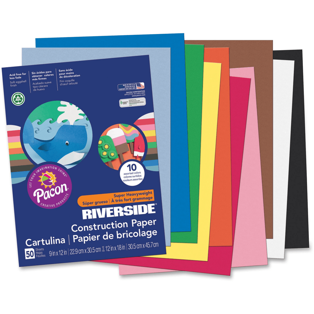 Riverside® Construction Paper, 9x12, Assorted, 50/Pack-Construction Paper-Tools 4 Teaching-Classroom Decor and More