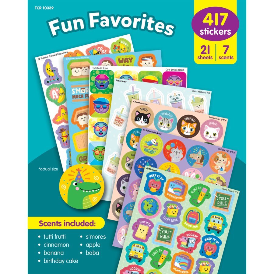 Fun Favorites Smelly Stickers Variety Pack - Tools 4 Teaching