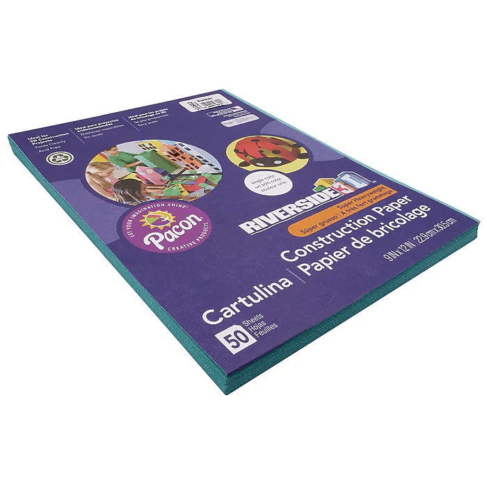Riverside® Construction Paper, 3D 9" x 12", Blue-Green, 50 Sheets-Construction Paper-Tools 4 Teaching-Classroom Decor and More