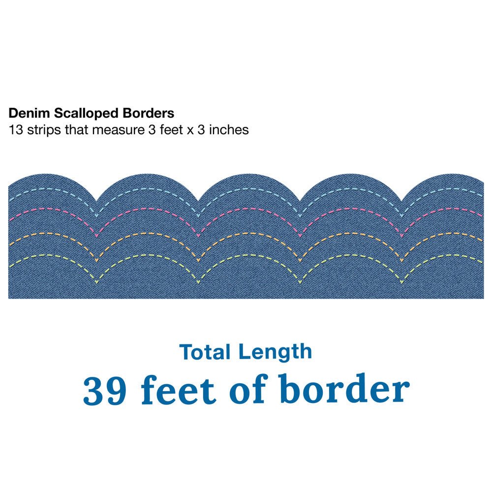 Crafty And Cool Denim Border-Borders-Tools 4 Teaching-Classroom Decor and More