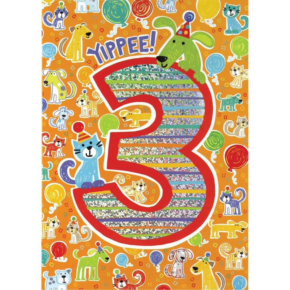 Age 3 Pattern Foil Card-Birthday-Tools 4 Teaching-Classroom Decor and More