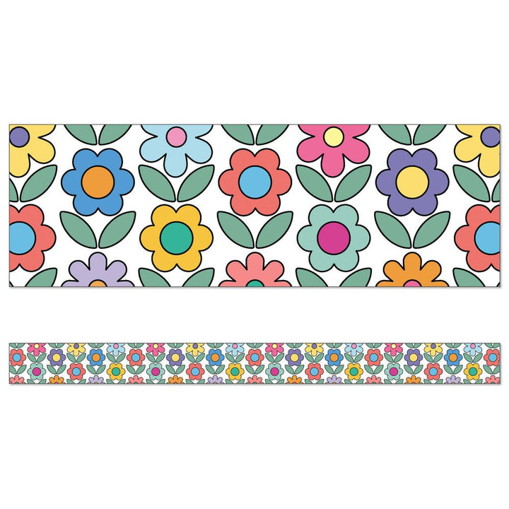 Retro Remix Flowers Border-Borders-Tools 4 Teaching-Classroom Decor and More