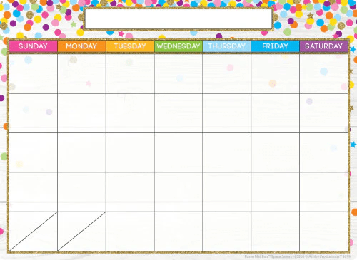 Calendar Confetti Style, Space Savers, PosterMat Pals®, 13" X 9.5" Smart Poly®, Single Sided - Tools 4 Teaching