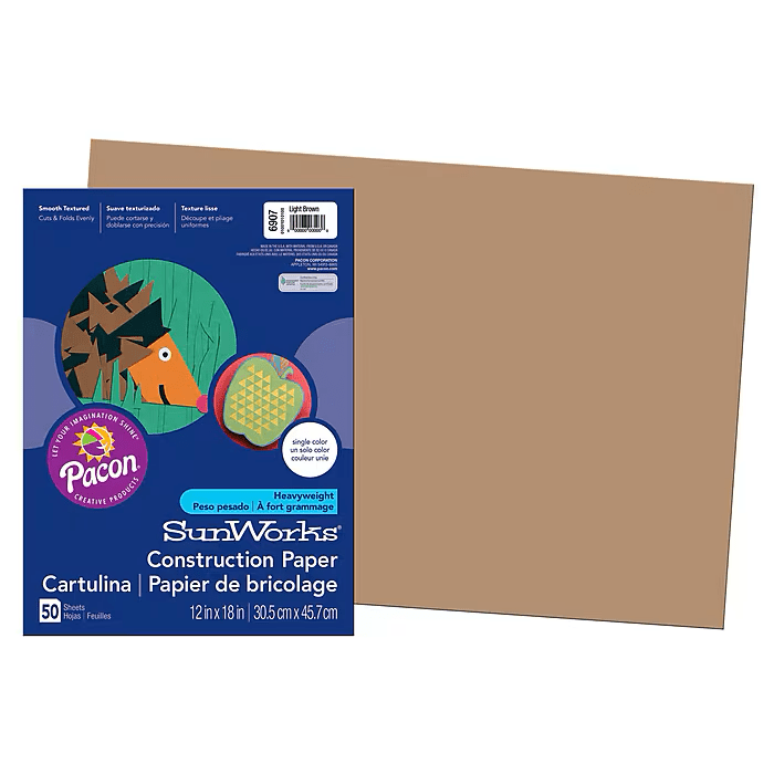 Riverside® Construction Paper, 76 lbs, 12 x 18, Light Brown, 50 Sheets/Pack-Construction Paper-Tools 4 Teaching-Classroom Decor and More