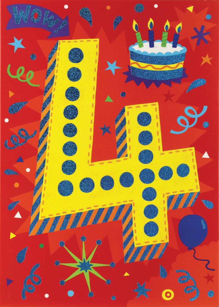 Age 4 Lettering Foil Card-Birthday-Tools 4 Teaching-Classroom Decor and More