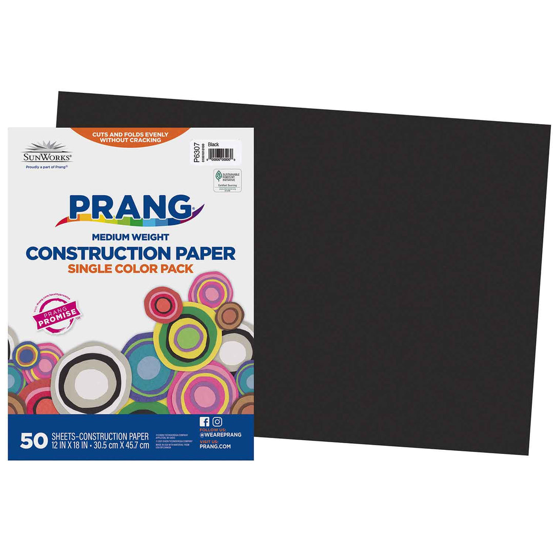 Sunworks Black 12x18-Construction Paper-Tools 4 Teaching-Classroom Decor and More