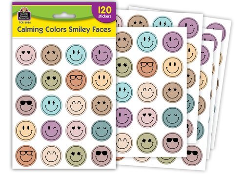 Calming Colors Smiley Faces Stickers-Stickers-Tools 4 Teaching-Classroom Decor and More