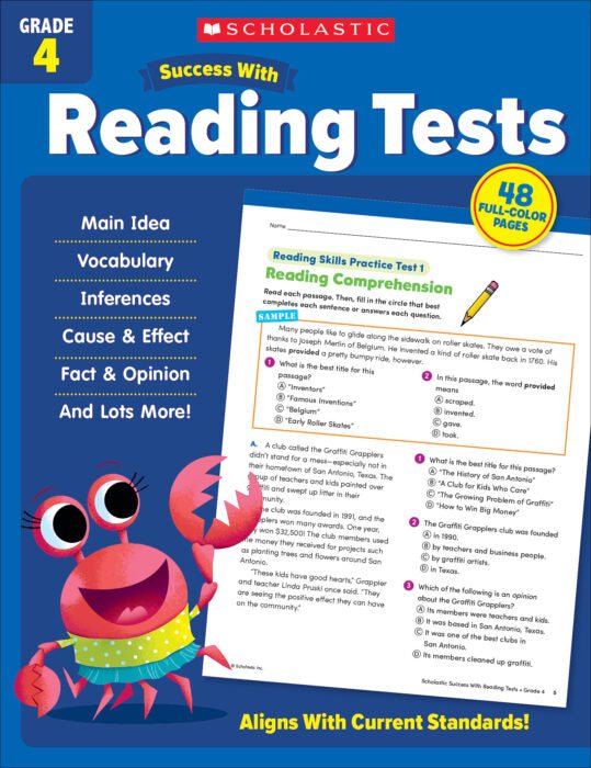 Scholastic Success With Reading Tests Grade 4-Subjects - Reading - Reading Books-Tools 4 Teaching-Classroom Decor and More