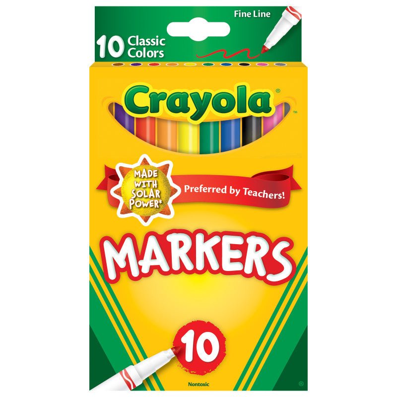 Crayola Markers 10 Classic Count Fine Line-Art Supplies-Tools 4 Teaching-Classroom Decor and More