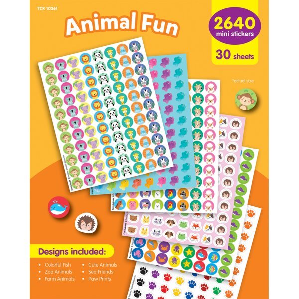 Animal Fun Mini Sticker Variety Pack-Stickers-Tools 4 Teaching-Classroom Decor and More