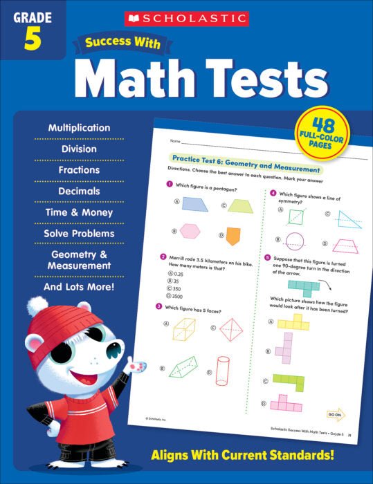 Scholastic Success With Math Tests Grade 5-Math Books-Tools 4 Teaching-Classroom Decor and More
