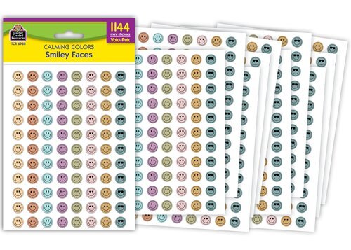 Calming Colors Smiley Faces Mini Stickers Value Pak-Stickers-Tools 4 Teaching-Classroom Decor and More