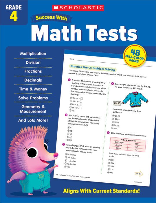 Scholastic Success With Math Tests Grade 4-Math Books-Tools 4 Teaching-Classroom Decor and More