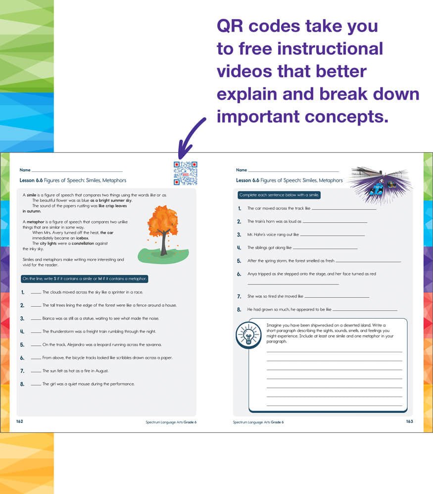 Spectrum Language Arts Workbook Grade 6 Paperback - Tools 4 Teaching