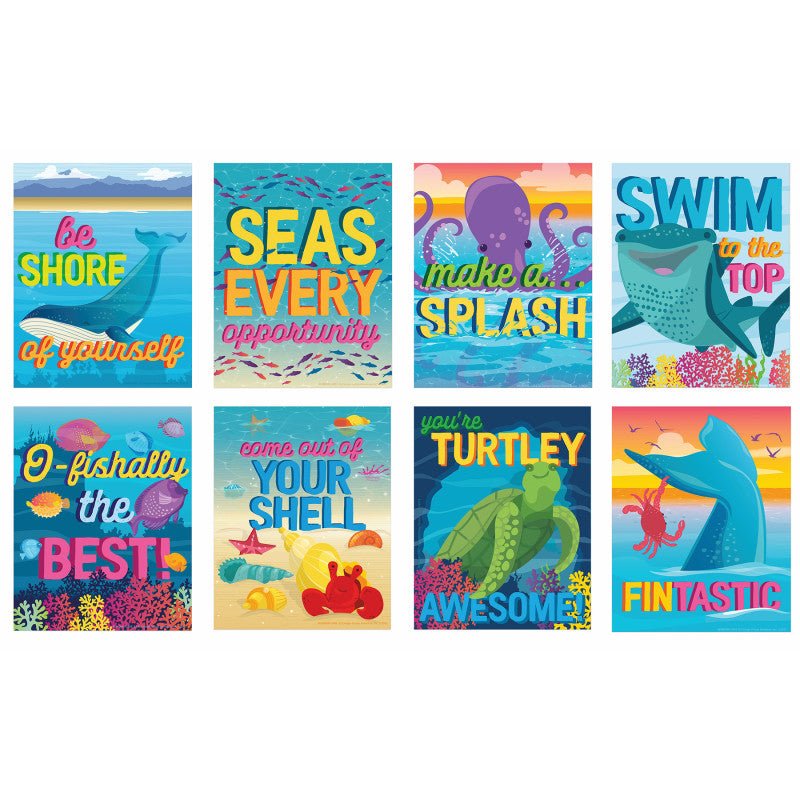 Seas the Day Motivational Mini Poster Set-Bulletin Board Sets-Tools 4 Teaching-Classroom Decor and More
