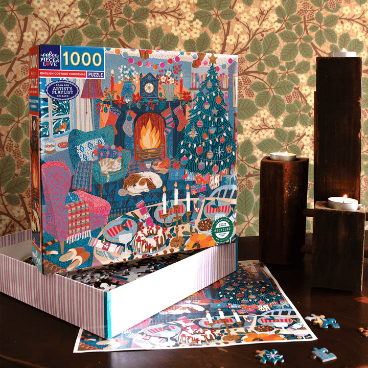 English Cottage Christmas 1000 Puzzle-Puzzles-Tools 4 Teaching-Classroom Decor and More
