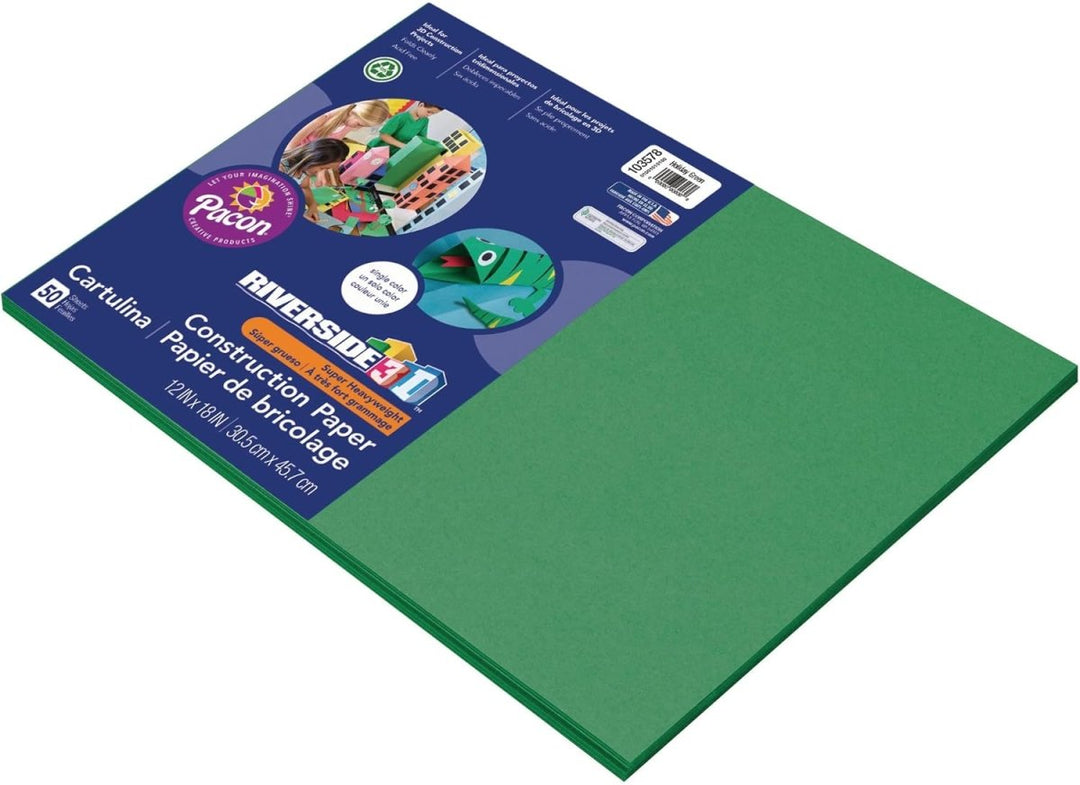 Riverside® Construction Paper, 12X18, Green, 50/Pack-Construction Paper-Tools 4 Teaching-Classroom Decor and More