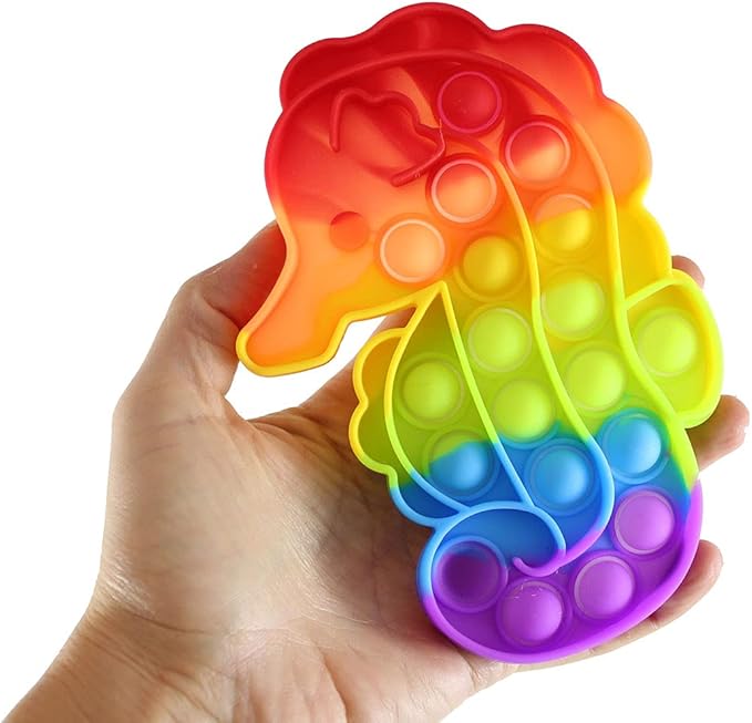 *6.25" Rainbow Seahorse Bubble Poppers-Sensory-Tools 4 Teaching-Classroom Decor and More