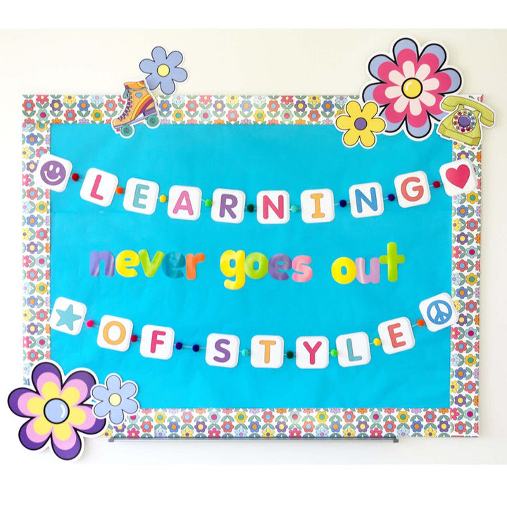 Retro Remix Flowers Border-Borders-Tools 4 Teaching-Classroom Decor and More