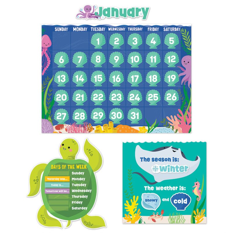 Sea Friends Calendar Set Bulletin Board-Bulletin Board Sets-Tools 4 Teaching-Classroom Decor and More