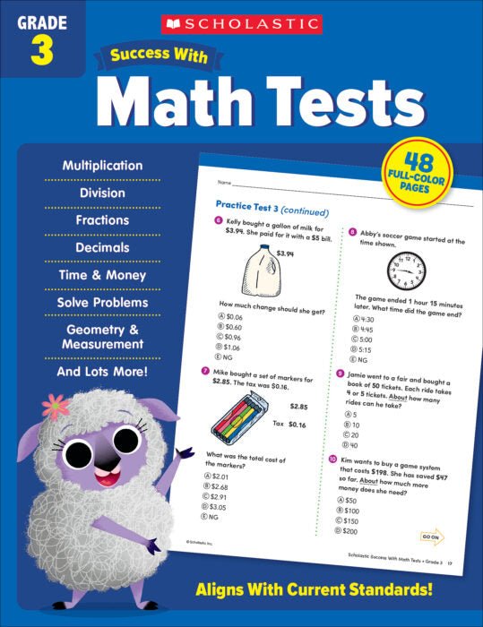 Scholastic Success With Math Tests Grade 3-Math Books-Tools 4 Teaching-Classroom Decor and More