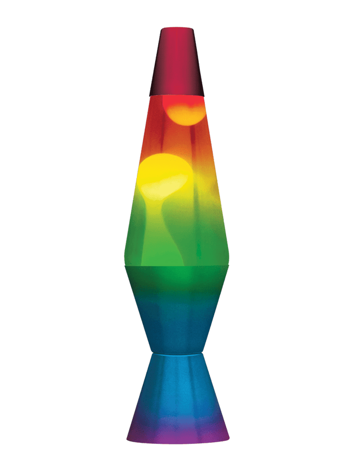 14.5'' LAVA® Hand Painted Rainbow Lamp - White wax / clear liquid / tri-colored globe-Lava-Tools 4 Teaching-Classroom Decor and More