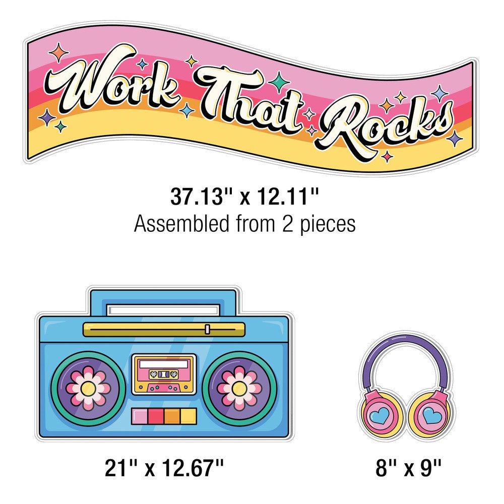 Retro Remix Work That Rocks-Bulletin Board Sets-Tools 4 Teaching-Classroom Decor and More