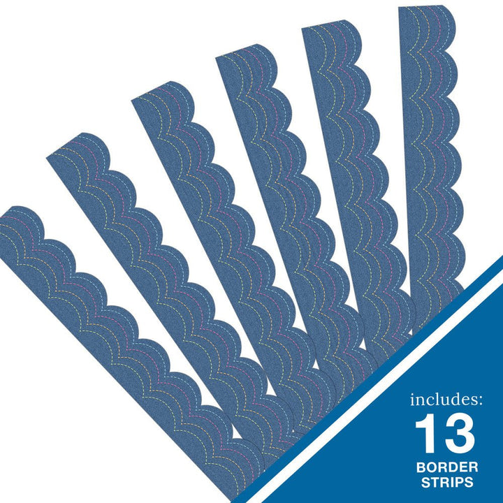 Crafty And Cool Denim Border-Borders-Tools 4 Teaching-Classroom Decor and More