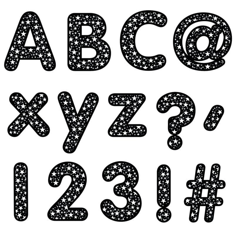 Core Decor Stars on Black Letters-Letters-Tools 4 Teaching-Classroom Decor and More