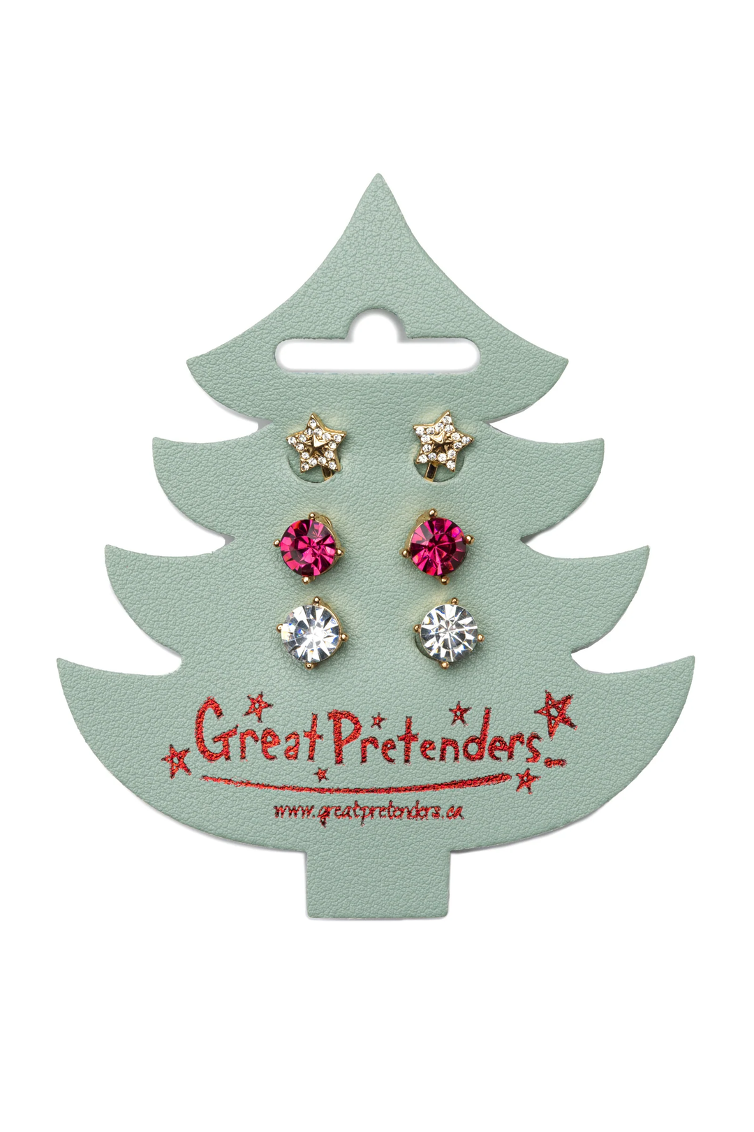 Holiday Pleather Tree Clip On Earrings