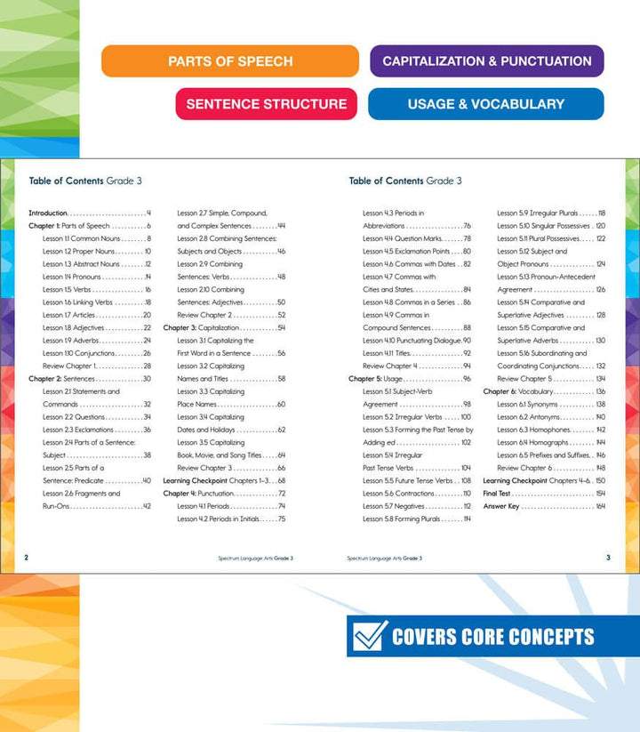 Spectrum Language Arts Workbook Grade 3 Paperback - Tools 4 Teaching