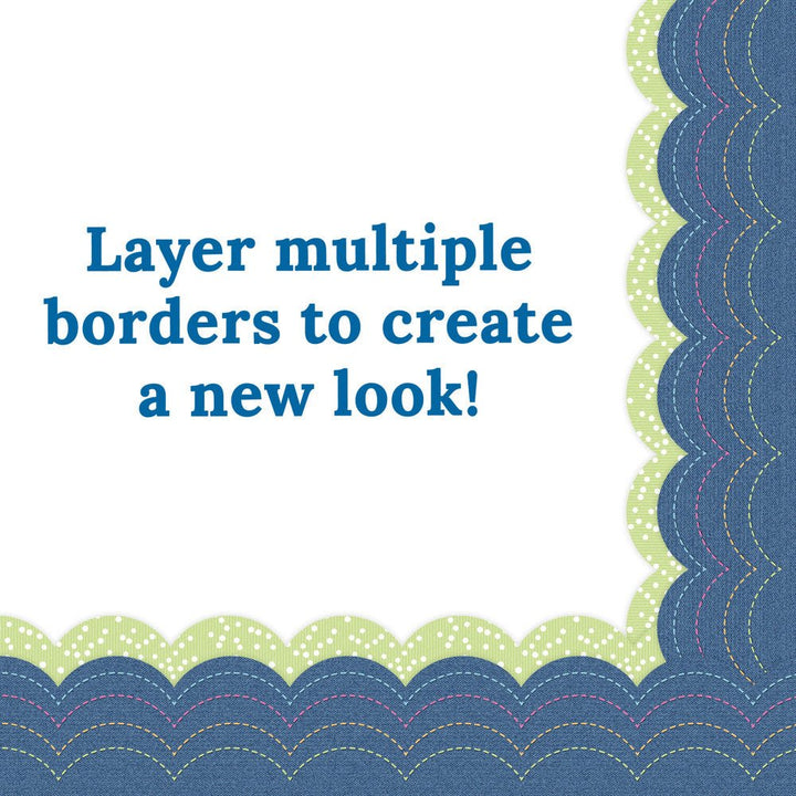Crafty And Cool Denim Border-Borders-Tools 4 Teaching-Classroom Decor and More