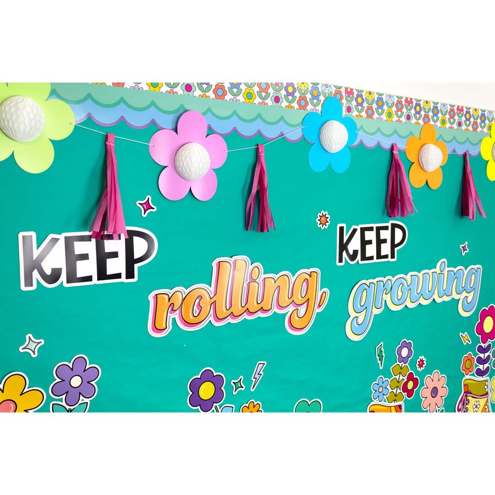 Retro Remix Keep rolling, Keep growing-Bulletin Board Sets-Tools 4 Teaching-Classroom Decor and More