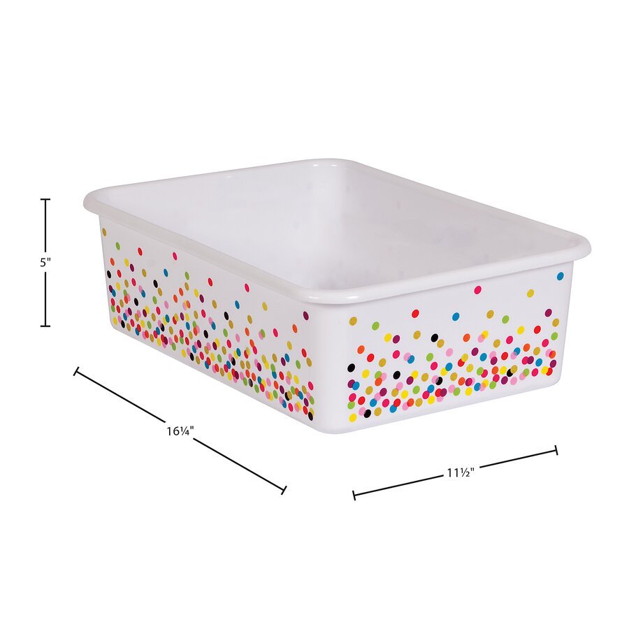 Large Plastic Storage Bin - Patterned White Confetti - Tools 4 Teaching