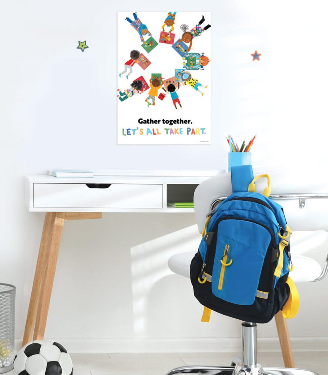 All Are Welcome: Gather together. Let's all take part. Poster-Posters-Tools 4 Teaching-Classroom Decor and More