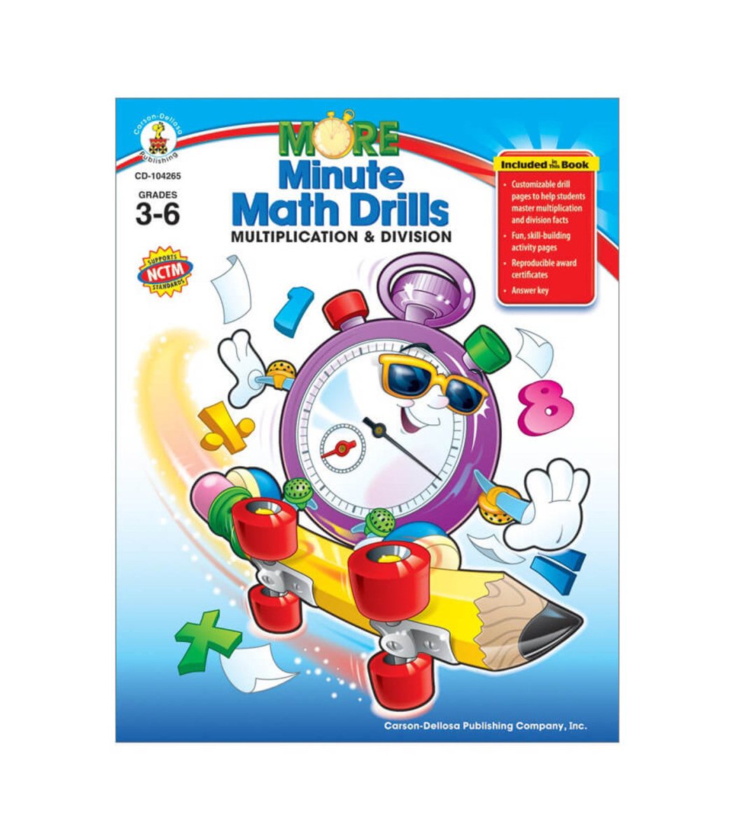 *More Minute Math Drills Resource Book Grade 3-6 Paperback-Addition & Subtraction-Tools 4 Teaching-Classroom Decor and More